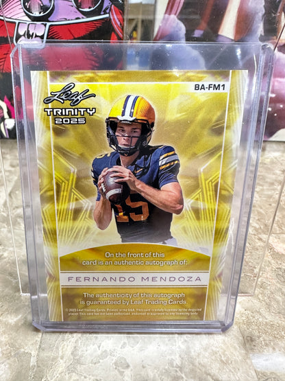 2025 Leaf Trinity Fernando Mendoza GREEN AUTO 4/25 - Projected #1 Draft Pick!