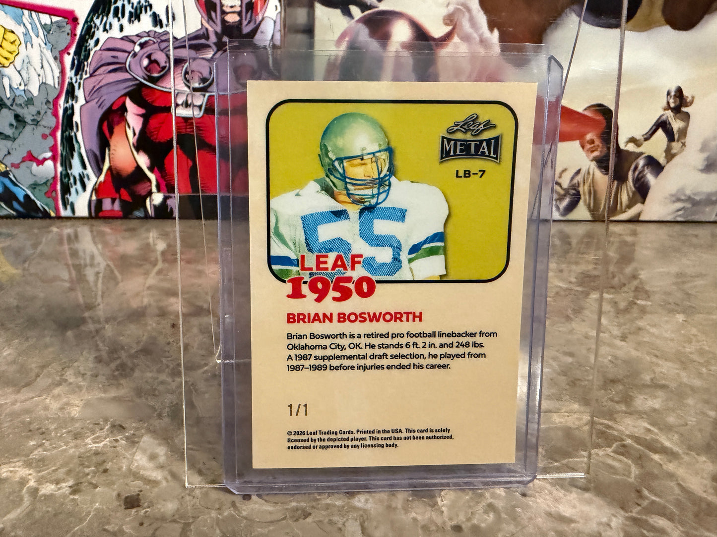 2026 Leaf Metal Football Brian Bosworth 1950 Red Prismatic 1/1