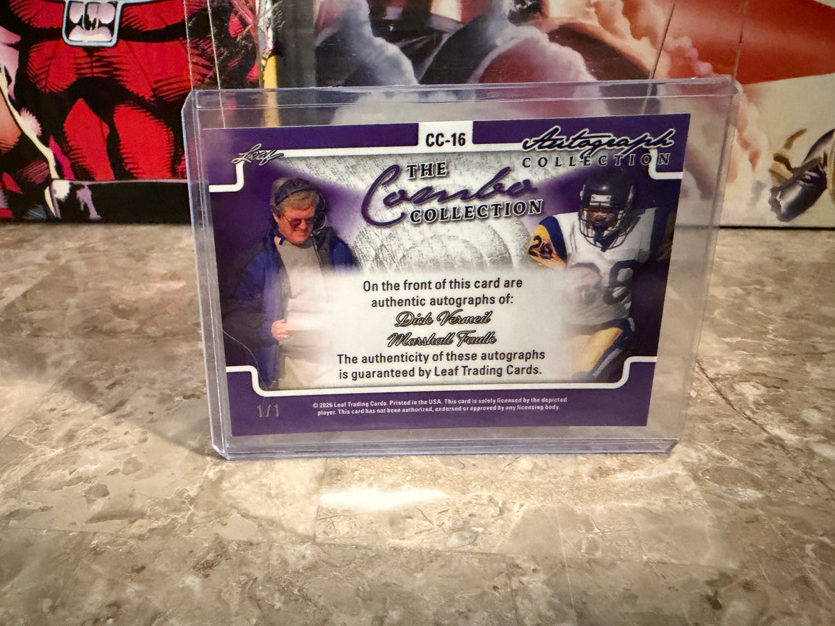 Marshall Faulk Dick Vermeil 2026 Leaf Autograph Collection Combo Dual Auto 1/1