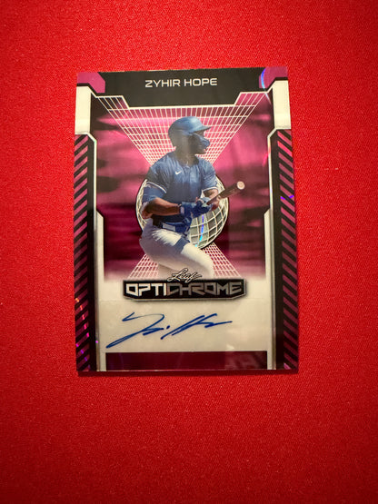 Zyhir Hope 2025 Leaf Optichrome Baseball Base Auto Pink Lava /8