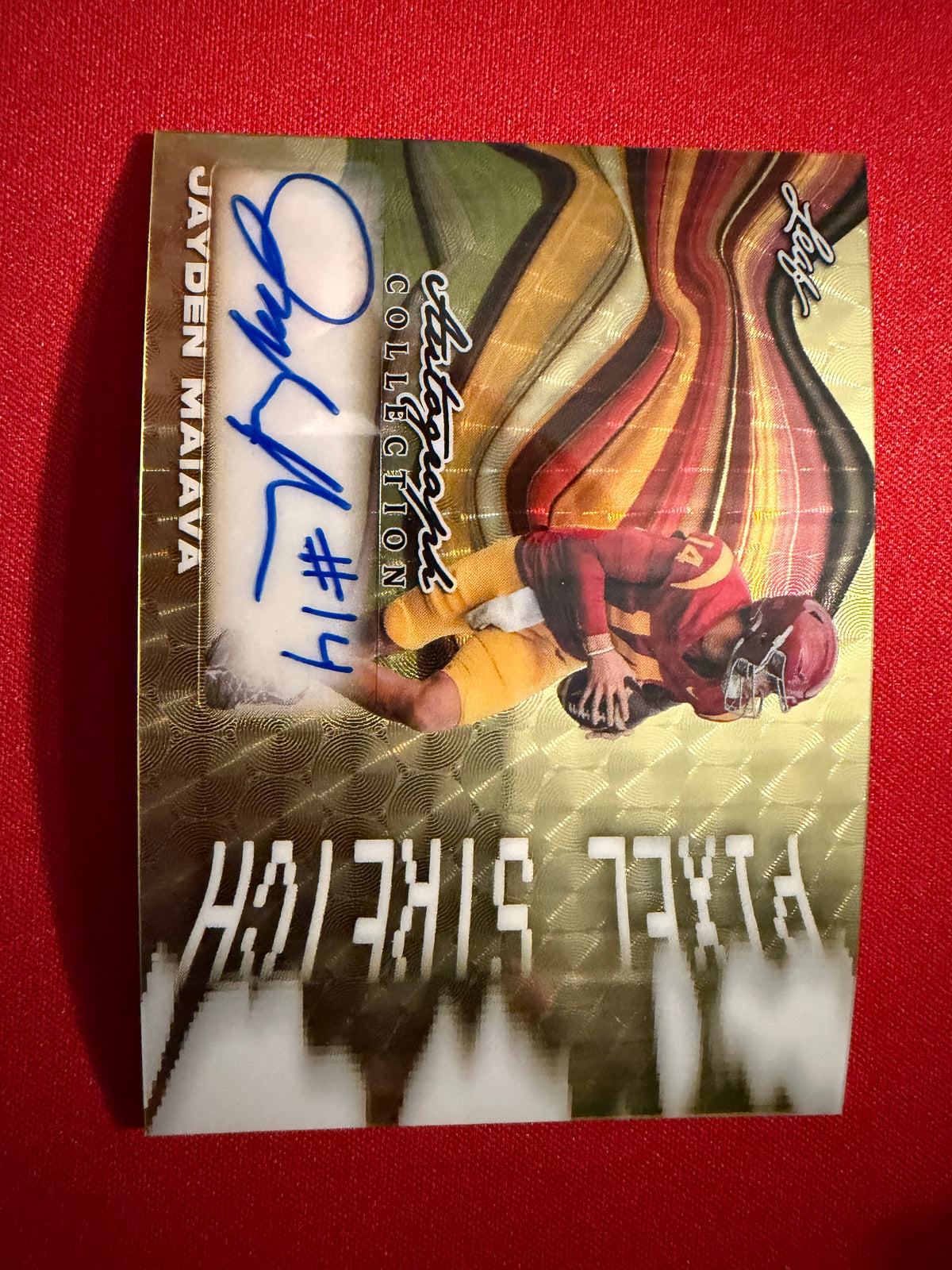 Jayden Maiava 2026 Leaf Autograph Collection Pixel Stretch Super Gold 1/1