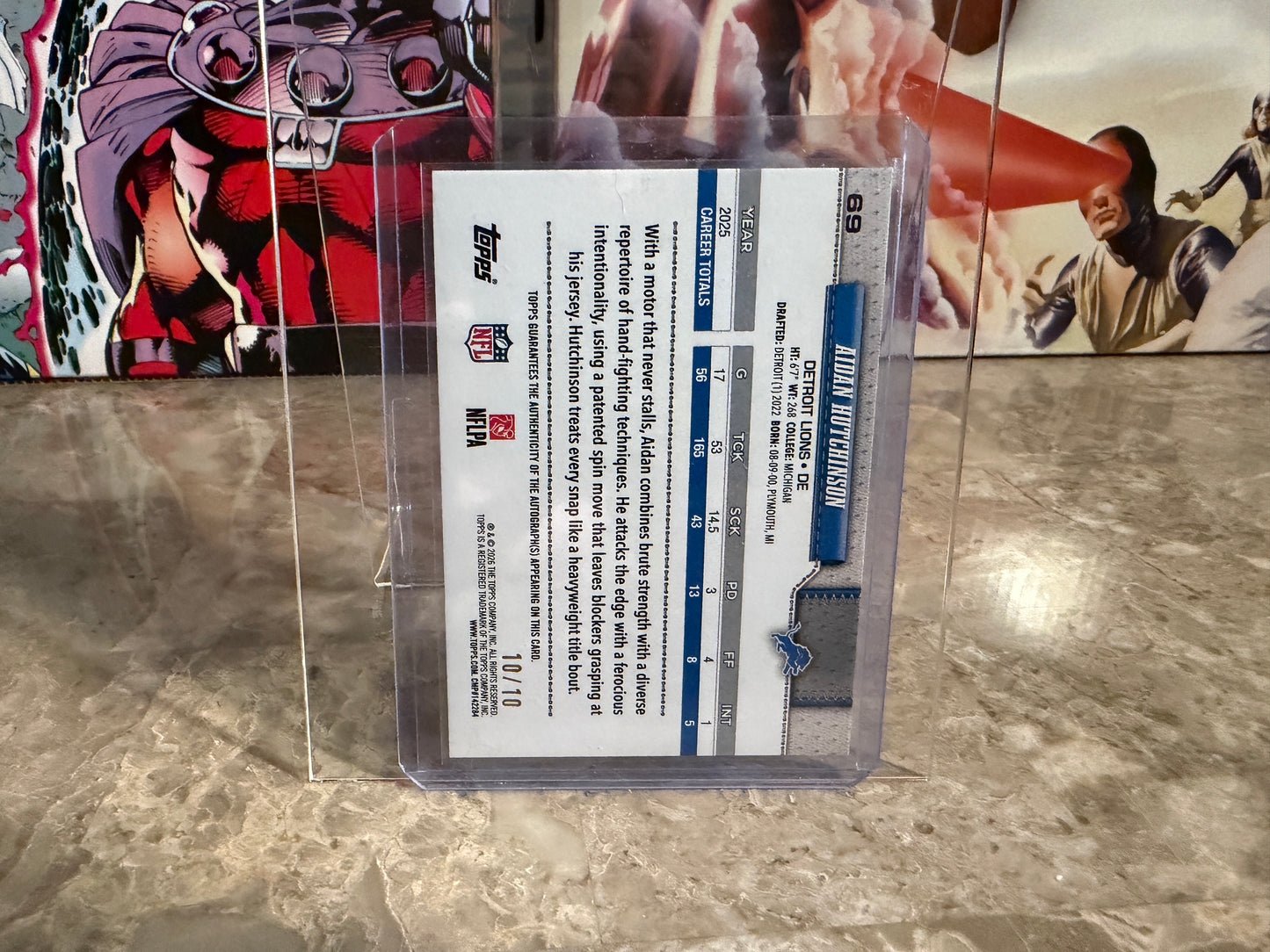 Aidan Hutchinson 2026 Topps Flagship Auto Black Holo Jersey Color Match 10/10