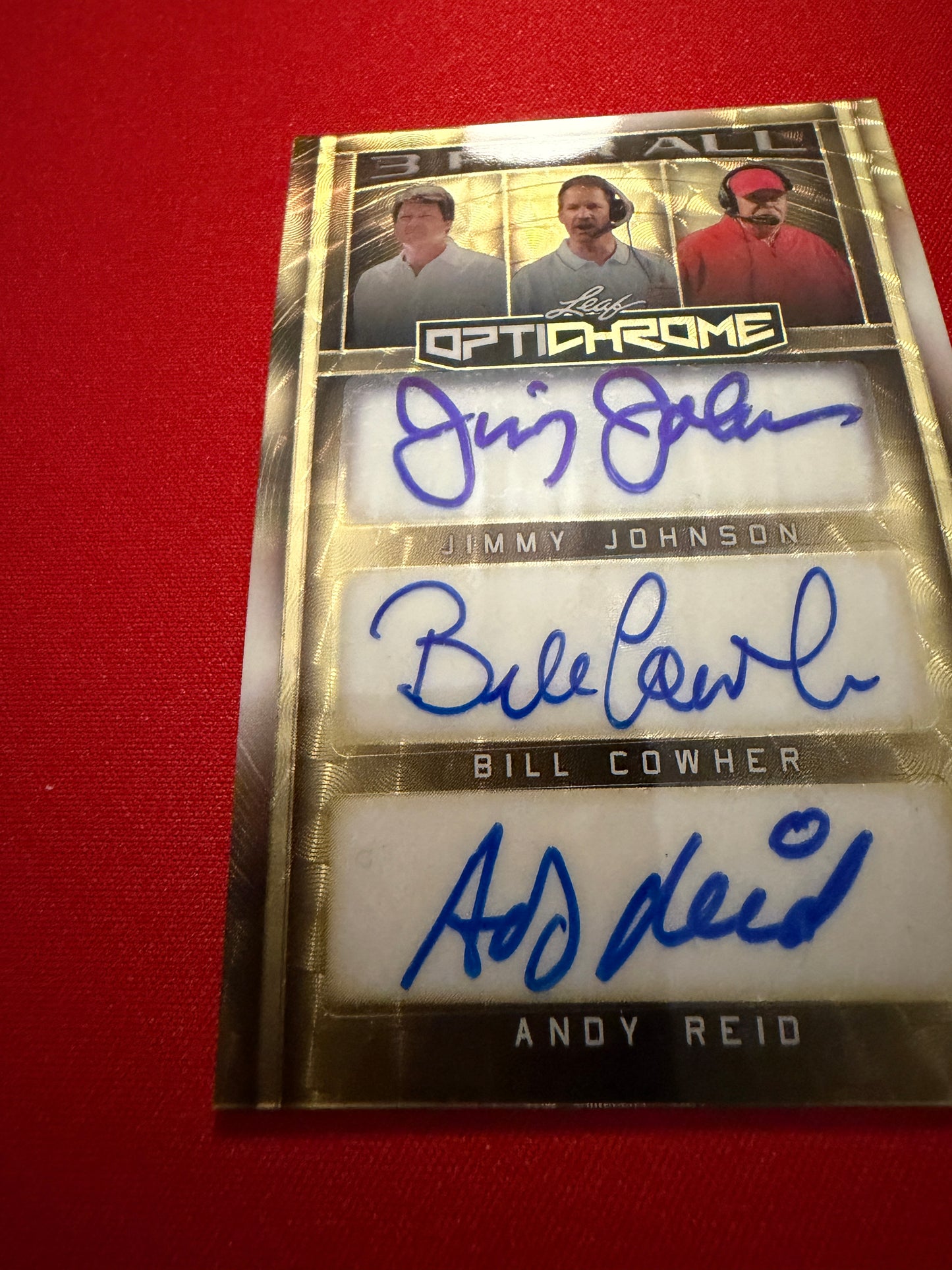2026 Leaf Optichrome Triple Auto Johnson Cowher Reid Gold Super Prismatic 1/1