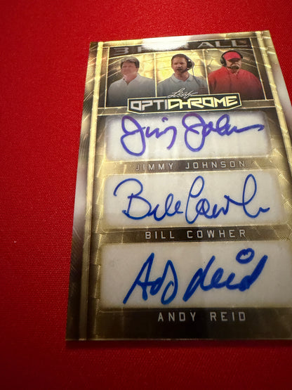 2026 Leaf Optichrome Triple Auto Johnson Cowher Reid Gold Super Prismatic 1/1