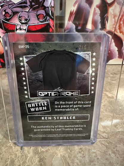 2026 Leaf Optichrome Ken Stabler BATTLE WORN PATCH /6 PINK PRISMATIC HOF