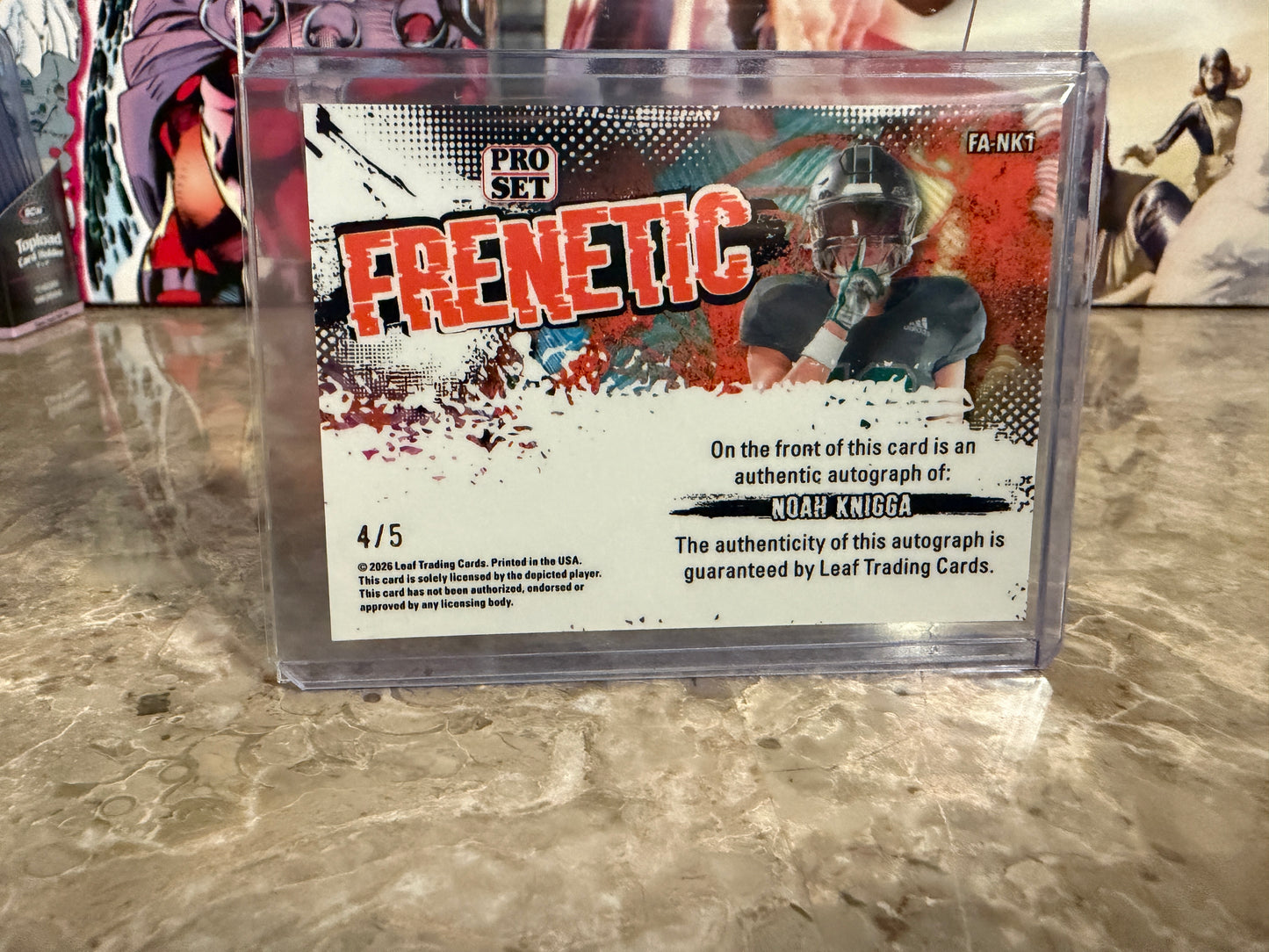 Noah Knigga 2026 Leaf Pro Set Metal Football Frenetic Auto Blue /5