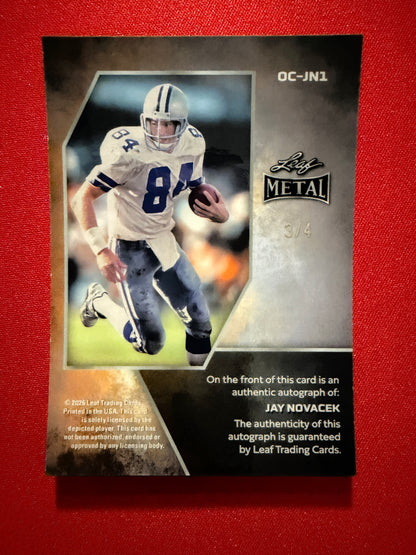 2026 Leaf Metal Football Jay Novacek On-Card Auto Pink Shimmer /4