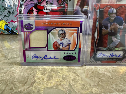 ROGER STAUBACH Dual Auto Lot - 2025 Trinity PATCH /6 & 2026 Metal ON-CARD /6