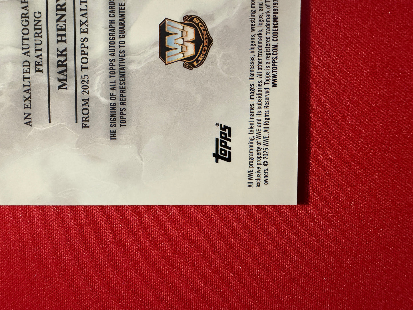 Mark Henry 2026 Topps Exalted WWE Exalted Autographs 1/1 Black