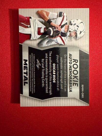 Oscar Rios 2026 Leaf Trinity Football Rookie Auto Memo Metal Multicolor Patch /5