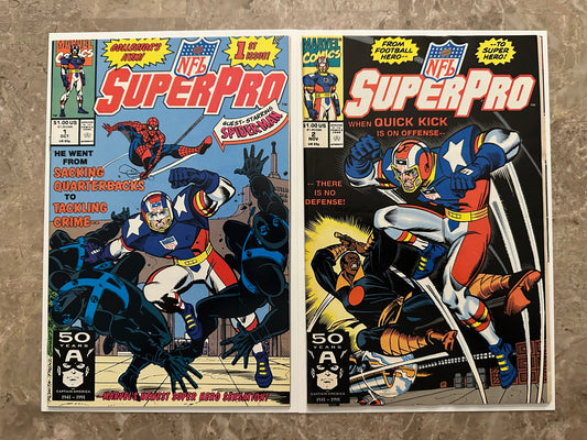 NFL SuperPro #1-2 NM (1991 Marvel)