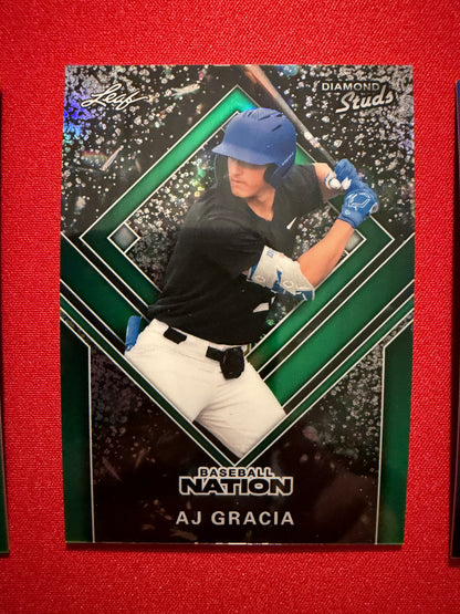 AJ Gracia 2026 Leaf Baseball Nation Base Diamond Studs 3-Card Lot