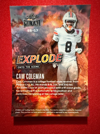 2026 Leaf Metal Football Cam Coleman Explode Onto The Scene Purple 7/7