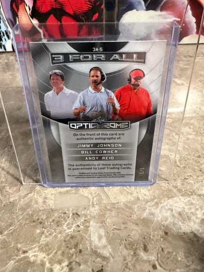 2026 Leaf Optichrome Triple Auto Johnson Cowher Reid Gold Super Prismatic 1/1