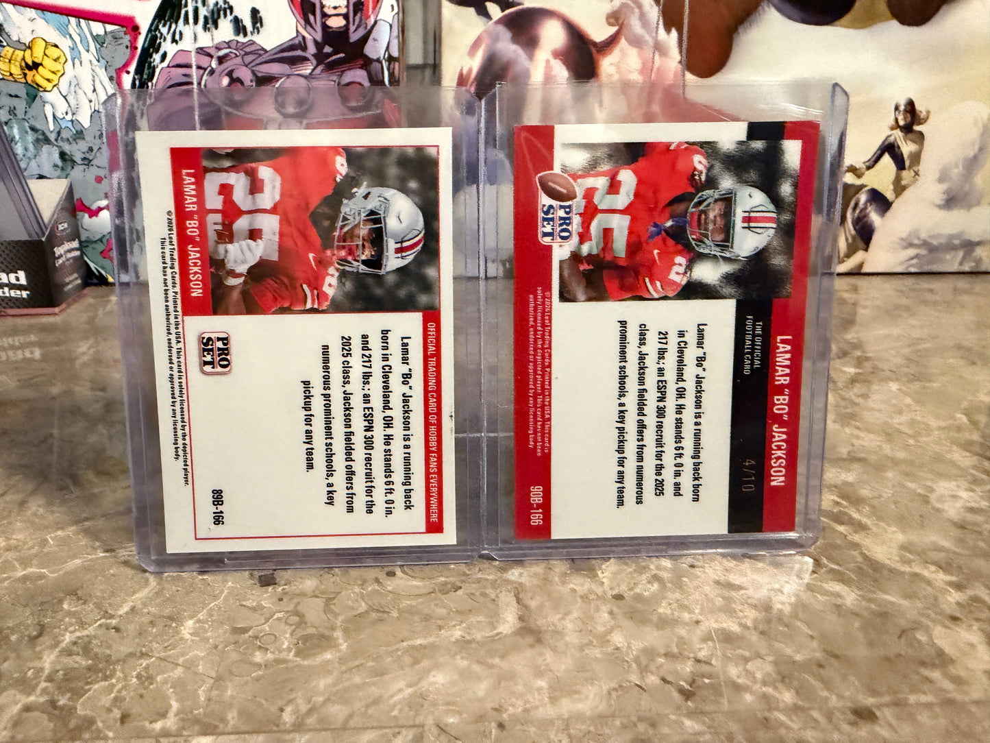 2026 Leaf Pro Set Lamar "Bo" Jackson 1989 Gold Super Prismatic 1/1 RWB 2-Card Lot