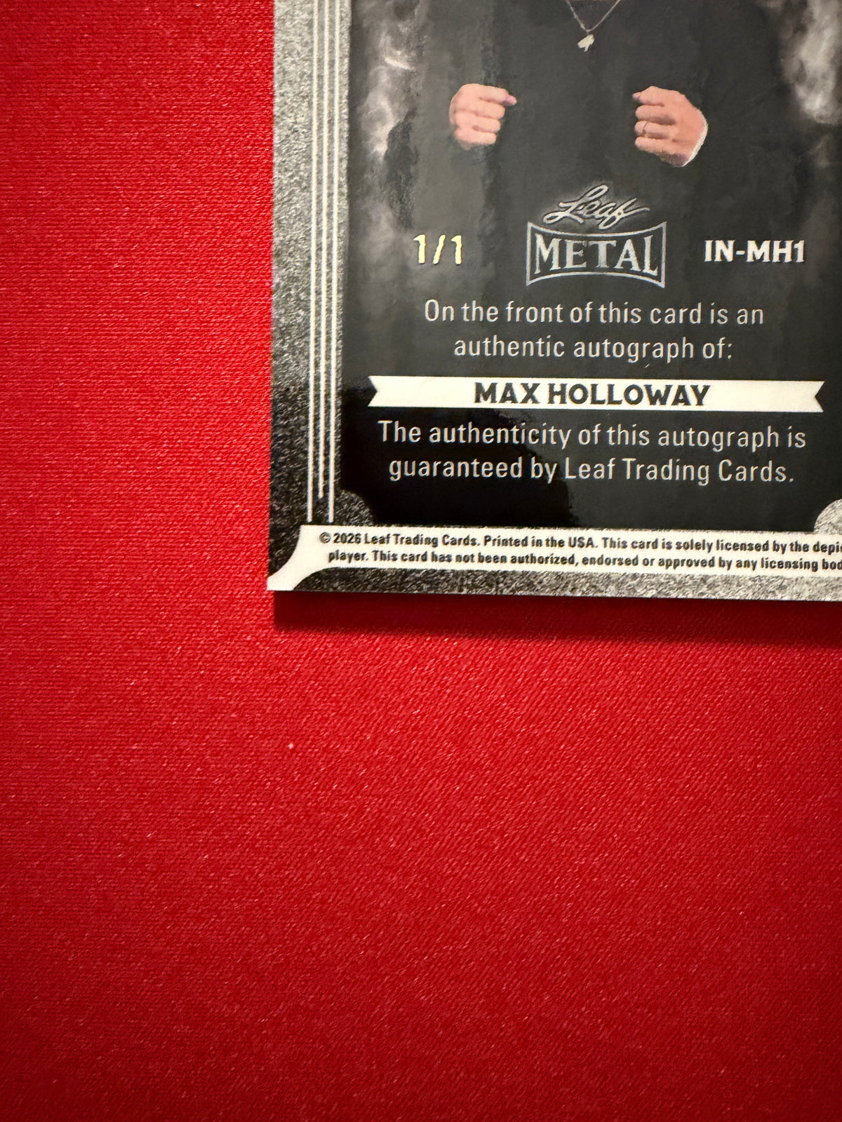 Max Holloway 2026 Leaf Metal Ring Kings Metal Inscriptions Auto White 1/1