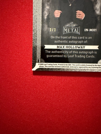 Max Holloway 2026 Leaf Metal Ring Kings Metal Inscriptions Auto White 1/1