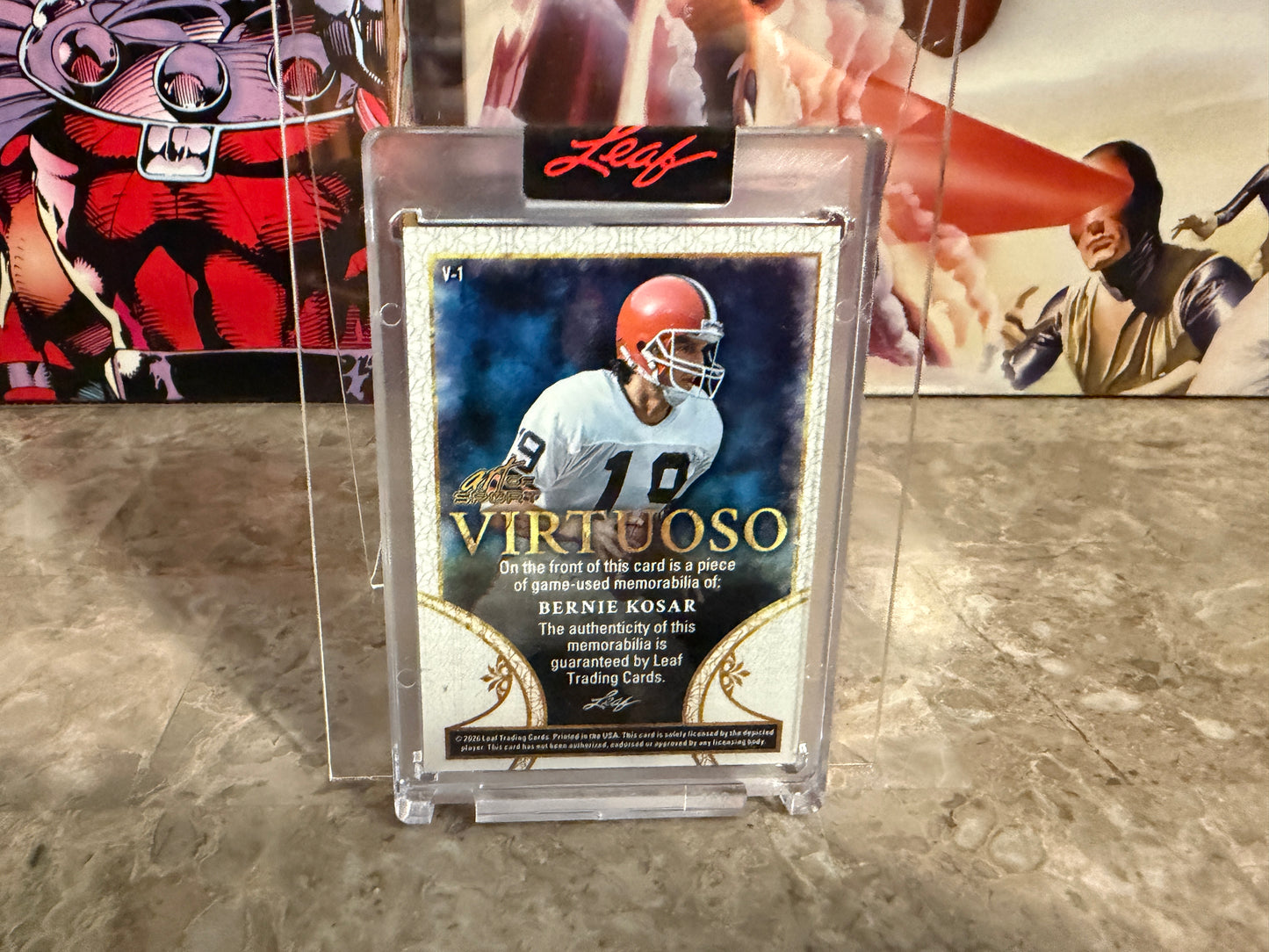 Bernie Kosar 2026 Leaf Art of Sport Virtuoso Red 1/3 Bookend