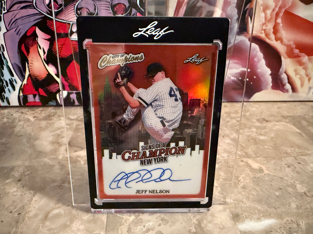 Jeff Nelson 2026 Leaf City of Champions Signs Auto Orange Prismatic /8 NY