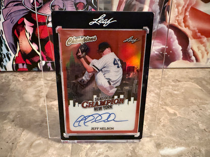 Jeff Nelson 2026 Leaf City of Champions Signs Auto Orange Prismatic /8 NY