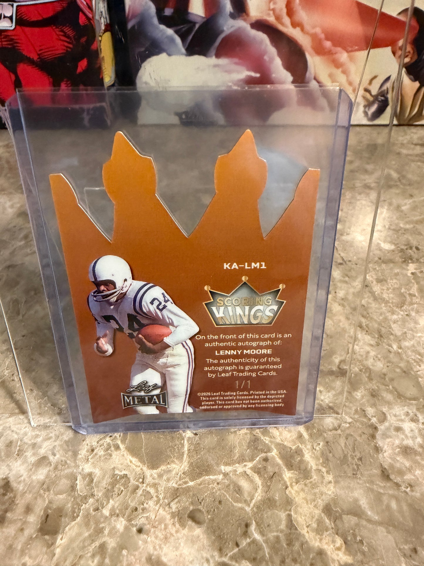 Lenny Moore 2026 Leaf Metal Football Scoring Kings Gold Prismatic Auto 1/1