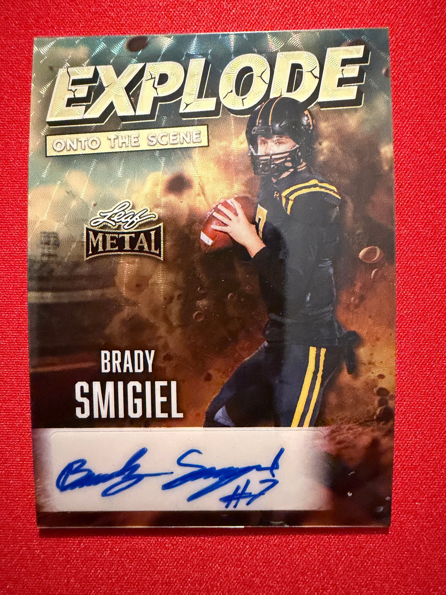 2026 Leaf Metal Football Brady Smigiel Auto Explode Onto Scene Gold Super Prismatic 1/1