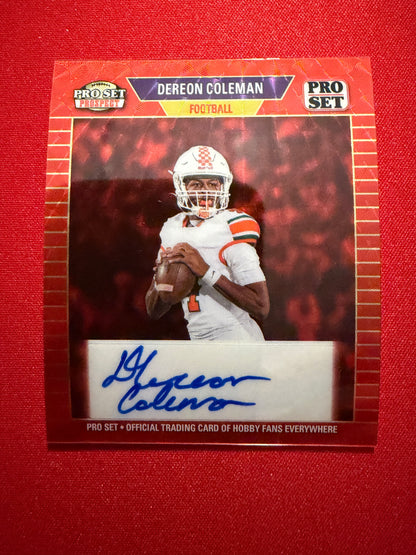 2026 Leaf Pro Set Metal Football Dereon Coleman 1989 Mini Auto Red Flood 1/1