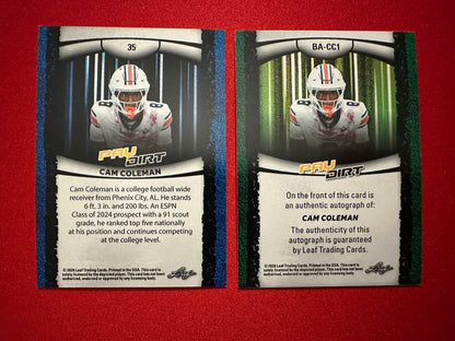 Cam Coleman 2026 Leaf Paydirt Football Two-Card Short-Print Parallel Lot
