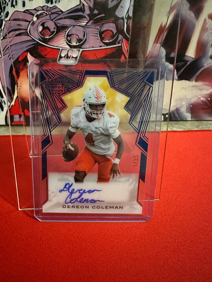 2025 Leaf Trinity Dereon Coleman Blue Clear Auto Autograph # 1/35 - True