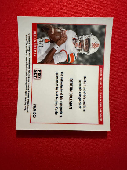 2026 Leaf Pro Set Metal Football Dereon Coleman 1989 Mini Auto Red Flood 1/1