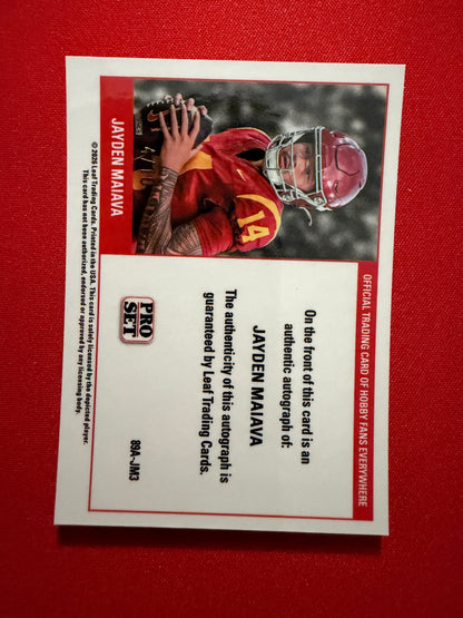 2026 Leaf Peo Set Metal Football Jayden Maiava 1989 Auto Silver /10