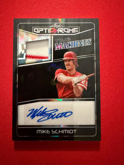 Mike Schmidt 2025 Leaf Optichrome Time Machines Patch Auto Black Cracked Ice 1/1