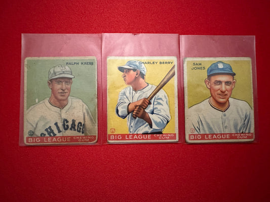 Ralph Kress/Charley Berry/Sam Jones (1933 Goudey) - Chicago White Sox