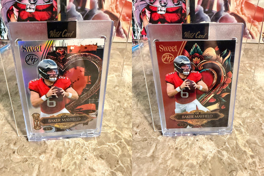 Baker Mayfield 2026 Wild Card Wild Art 1/1 Color Match Artist Proof 2-Card Lot