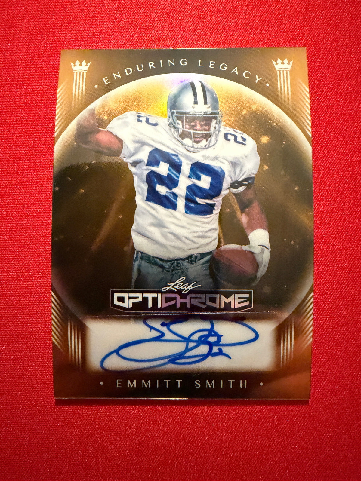 Emmitt Smith 2026 Leaf Optichrome Football Enduring Legacy Auto Gold 1/1