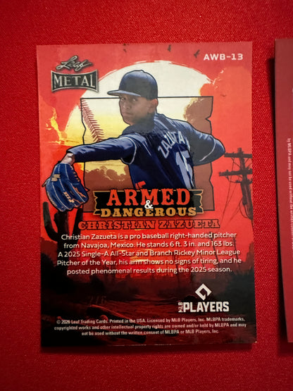 2026 Pro Set Christian Zazueta Black Lazer 1/1 & Purple Auto /8 Leaf Metal /6 Lot