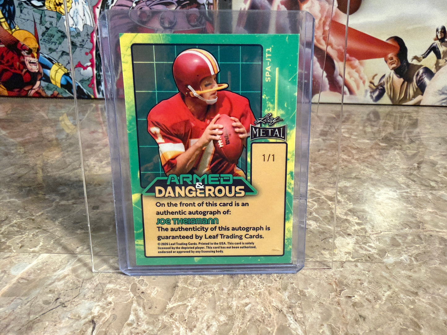 2026 Leaf Metal Joe Theismann Auto Armed & Dangerous Gold Super Prismatic 1/1