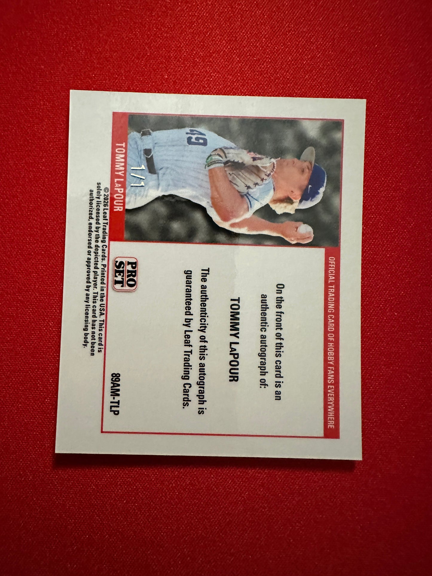 Tommy LaPour 2026 Pro Set 1989 Mini Gold Lazer Autograph 1/1