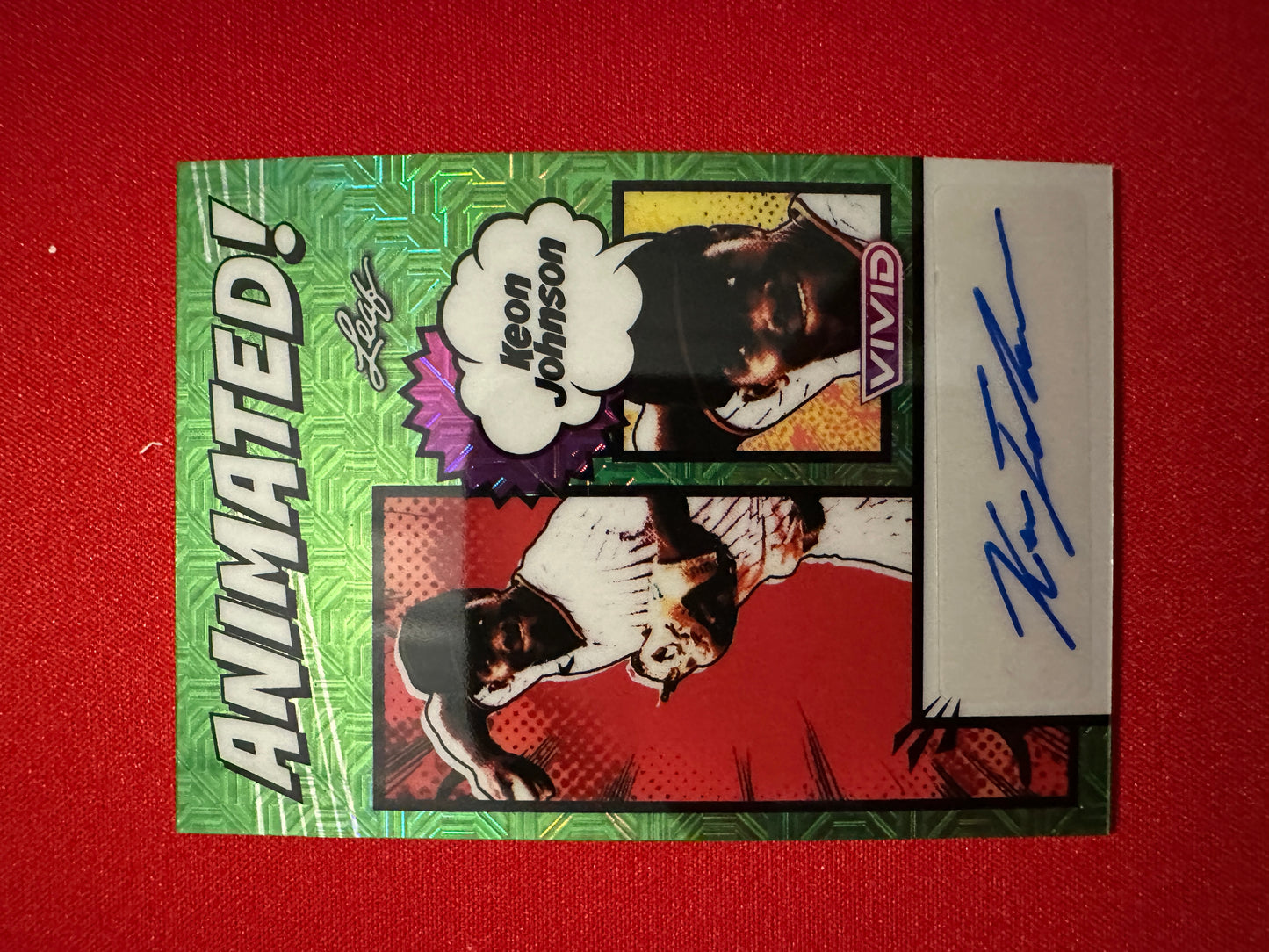 2026 Leaf Vivid Baseball Animated Green Techno-Foil Keon Johnson Autograph 2/8