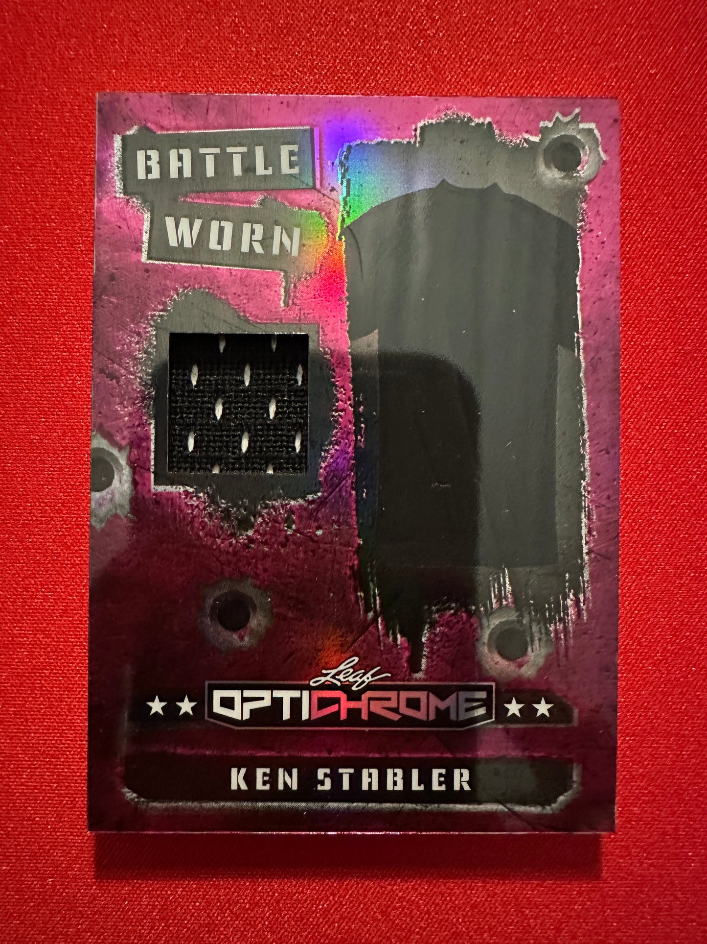 2026 Leaf Optichrome Ken Stabler BATTLE WORN PATCH /6 PINK PRISMATIC HOF