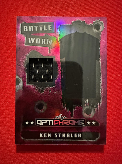 2026 Leaf Optichrome Ken Stabler BATTLE WORN PATCH /6 PINK PRISMATIC HOF