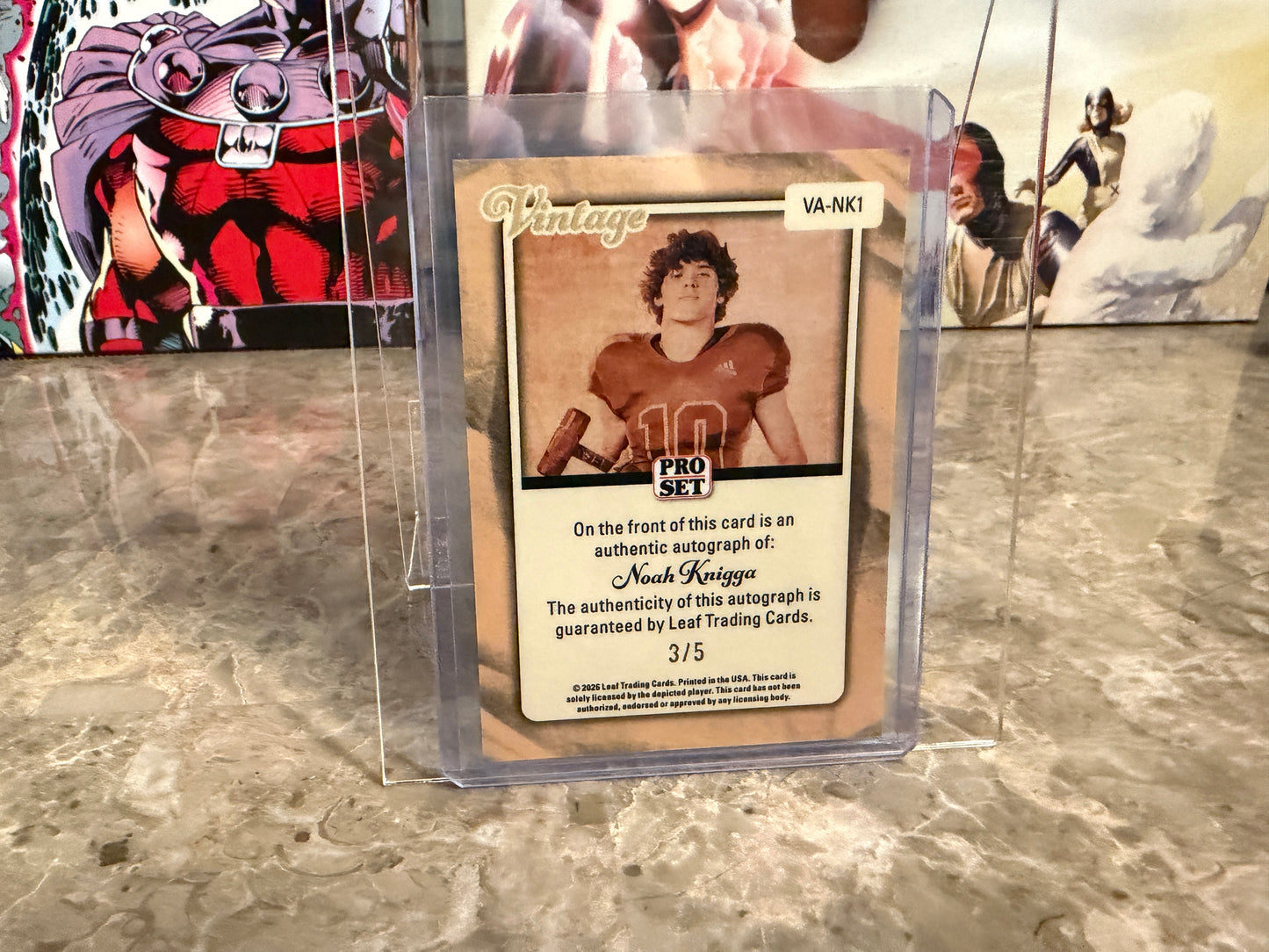 Noah Knigga 2026 Leaf Pro Set Metal Football Vintage Auto Blue /5