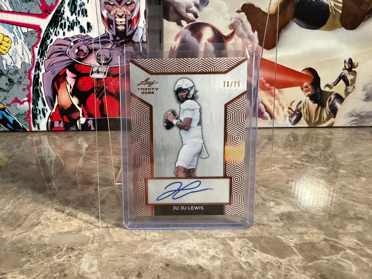 Juju Lewis 2026 Leaf Trinity Football Base Auto Bronze /75