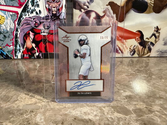 Juju Lewis 2026 Leaf Trinity Football Base Auto Bronze /75