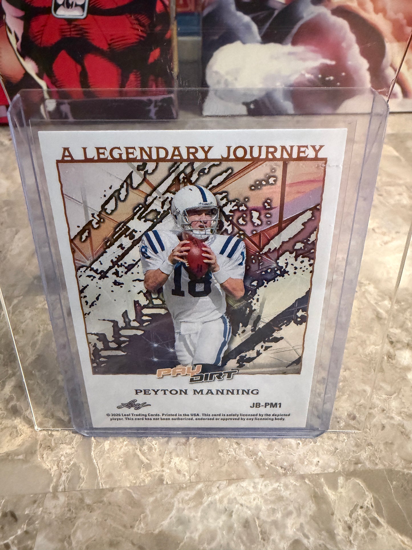 Peyton Manning 2026 Leaf Paydirt Football A Legendary Journey Orange Parallel Two-Card Lot