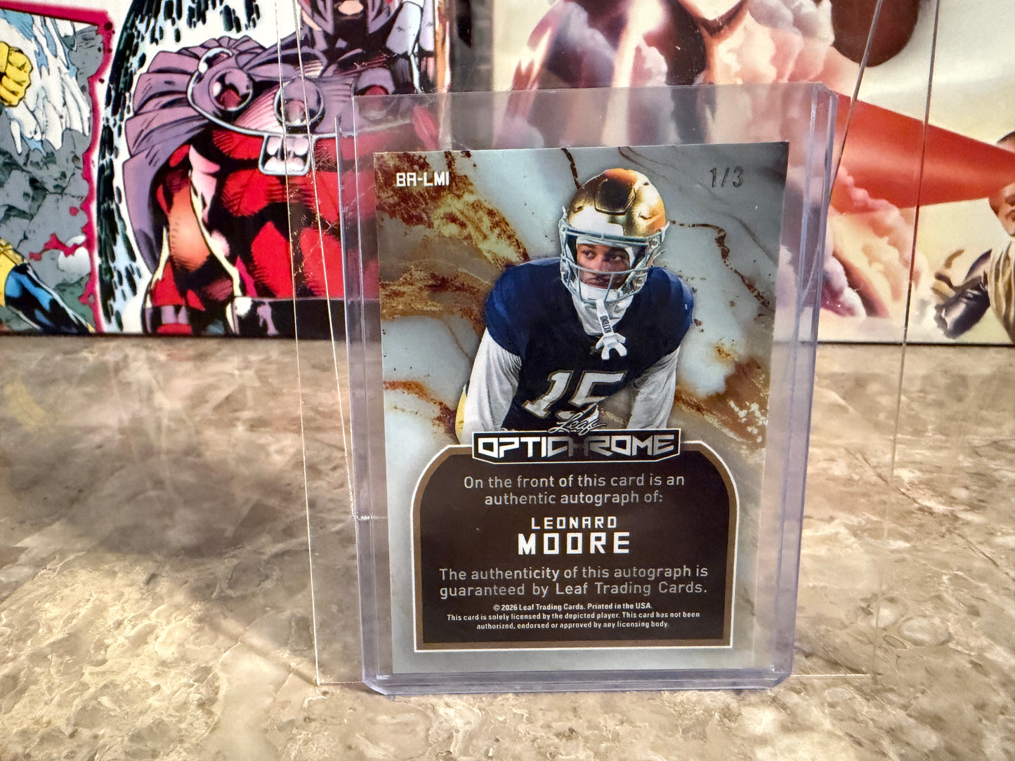 Leonard Moore 2026 Leaf Optichrome Football Base Auto Green Prismatic /3