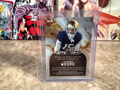 Leonard Moore 2026 Leaf Optichrome Football Base Auto Green Prismatic /3