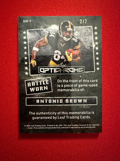 Antonio Brown 2026 Leaf Optichrome Battle Worn Purple Crystal Game-Used Jersey /7