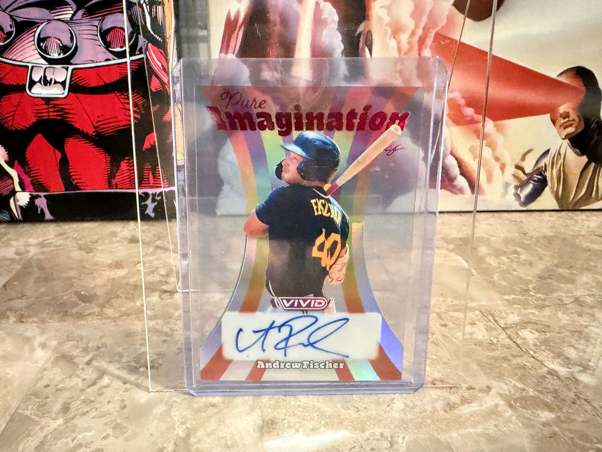Andrew Fischer 2026 Leaf Vivid Baseball Pure Imagination Auto Clear Red 7/7 Bookend