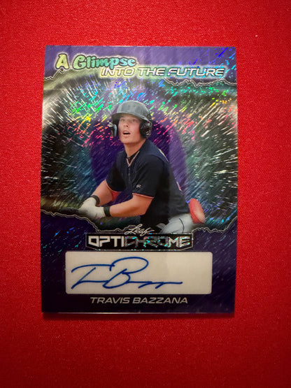 Travis Bazzana 2025 Leaf Optichrome Glimpse Into Future Auto 5/5 Bookend
